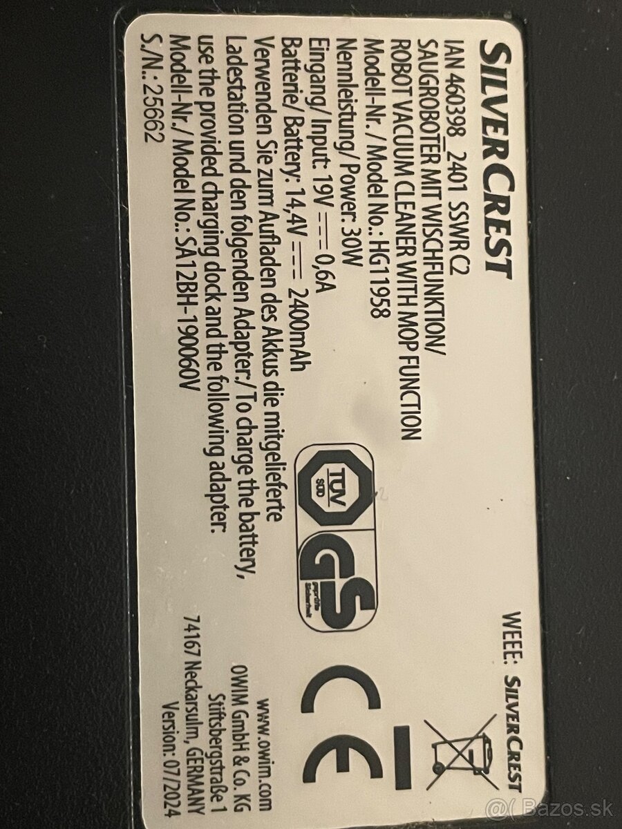 Darujem roboticky vysávač. - 2