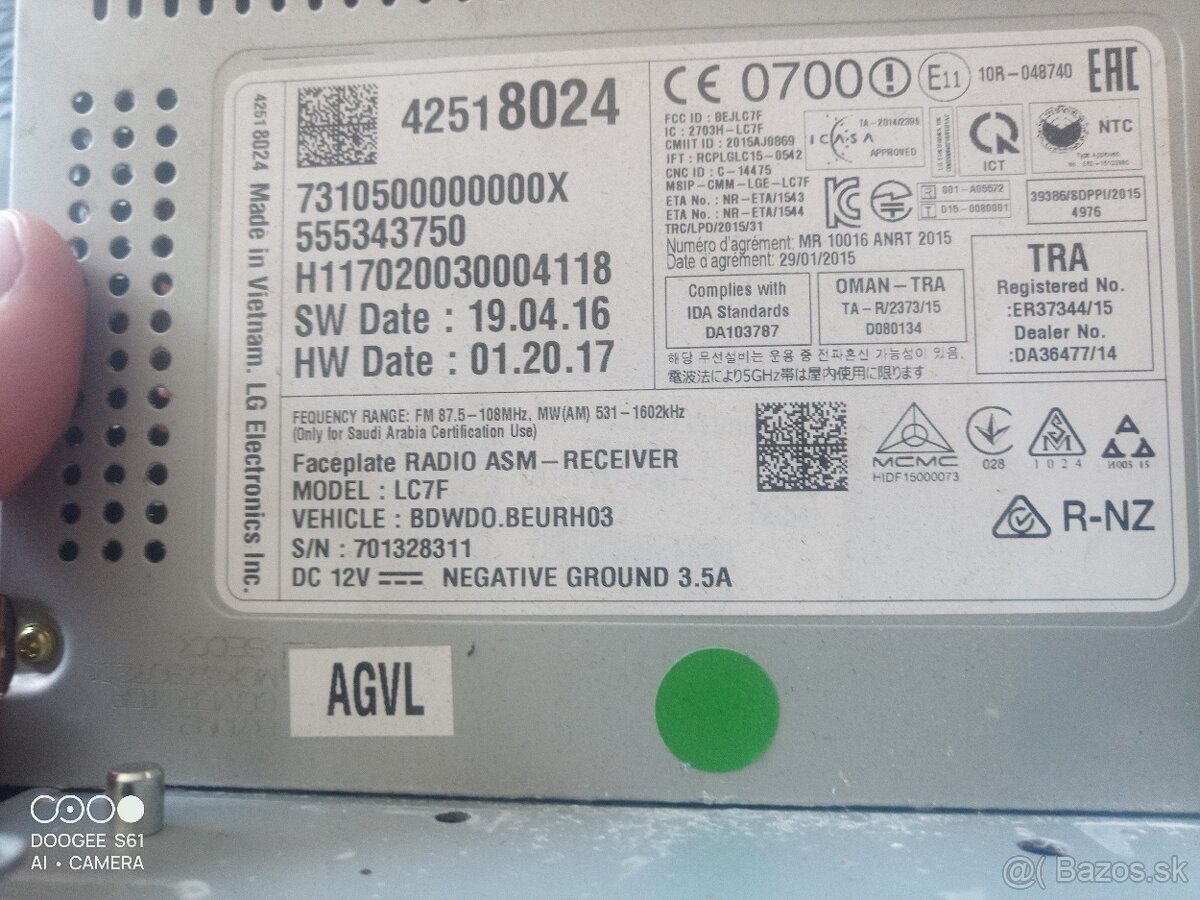 Autorádio Opel Zafira Model LC7F - 2