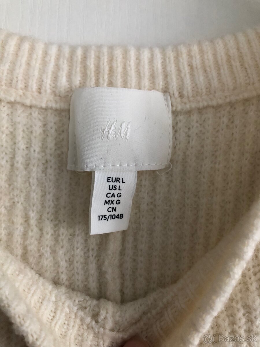 Biely vlnený sveter H&M, veľk. L - 2