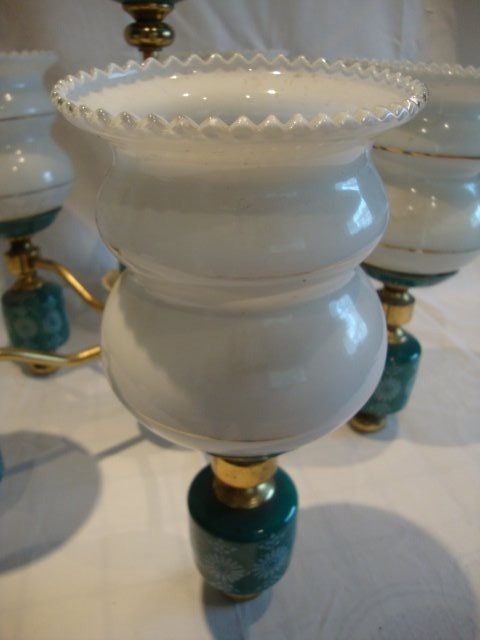 Funkčný 5-ramenný starožitný porcelánový luster - 2