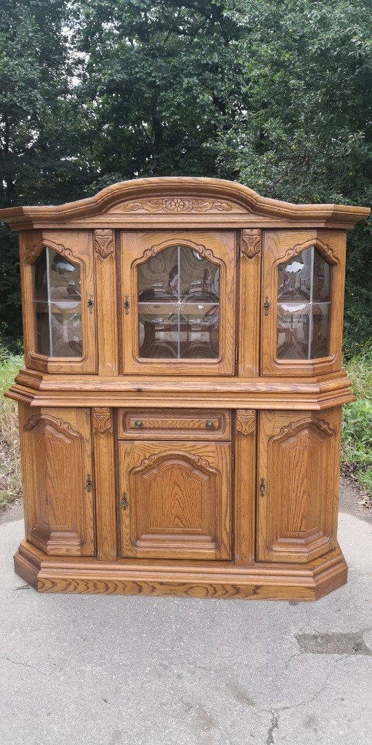 Rustikálna masivna komoda s vitrínkou - 2