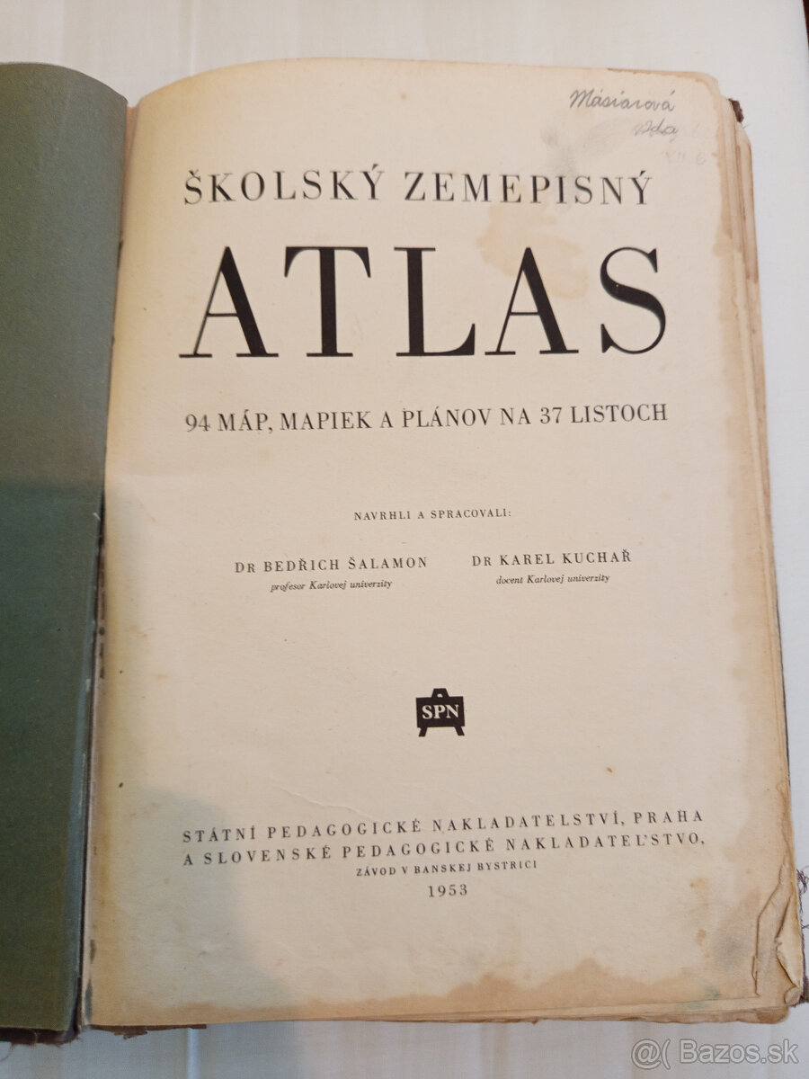 predám Školský zemepisný atlas - 2