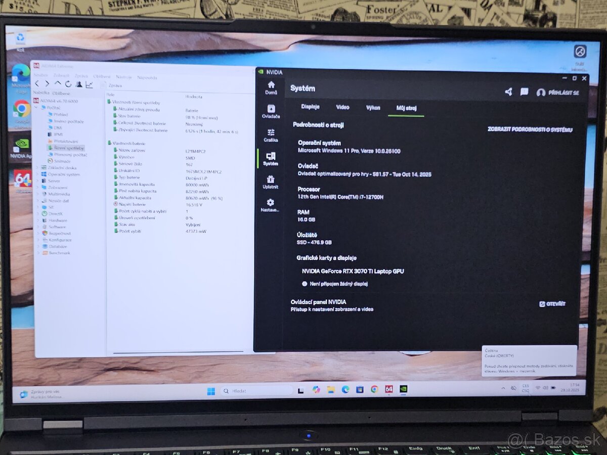 CPU I7-12700H LENOVO LEGION 5 PRO 》HERNÝ NOTEBOOK 16GB 512GB - 2