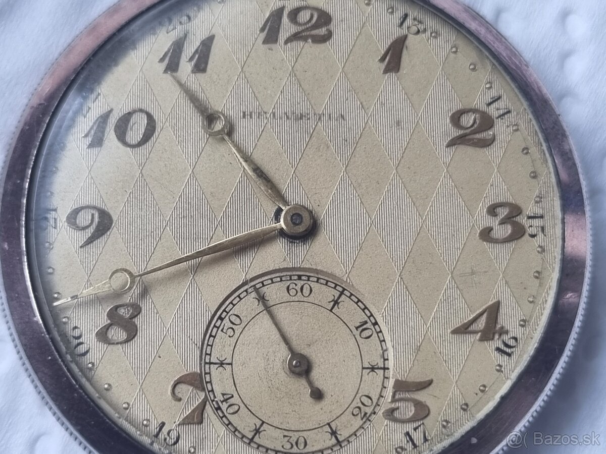 Strieborné, vreckové hodinky,Helvetia. - 2