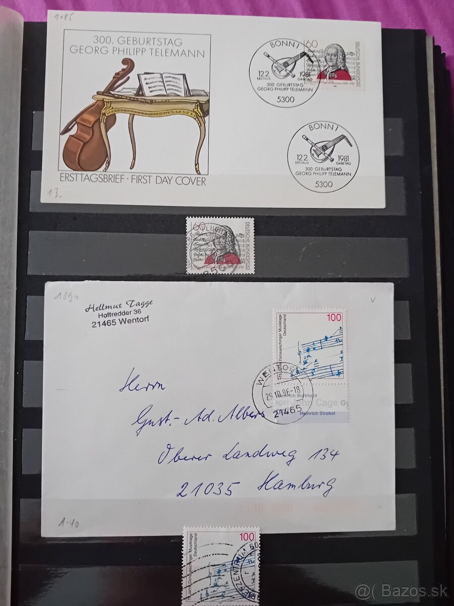 Známky FDC obalky hudba - 2