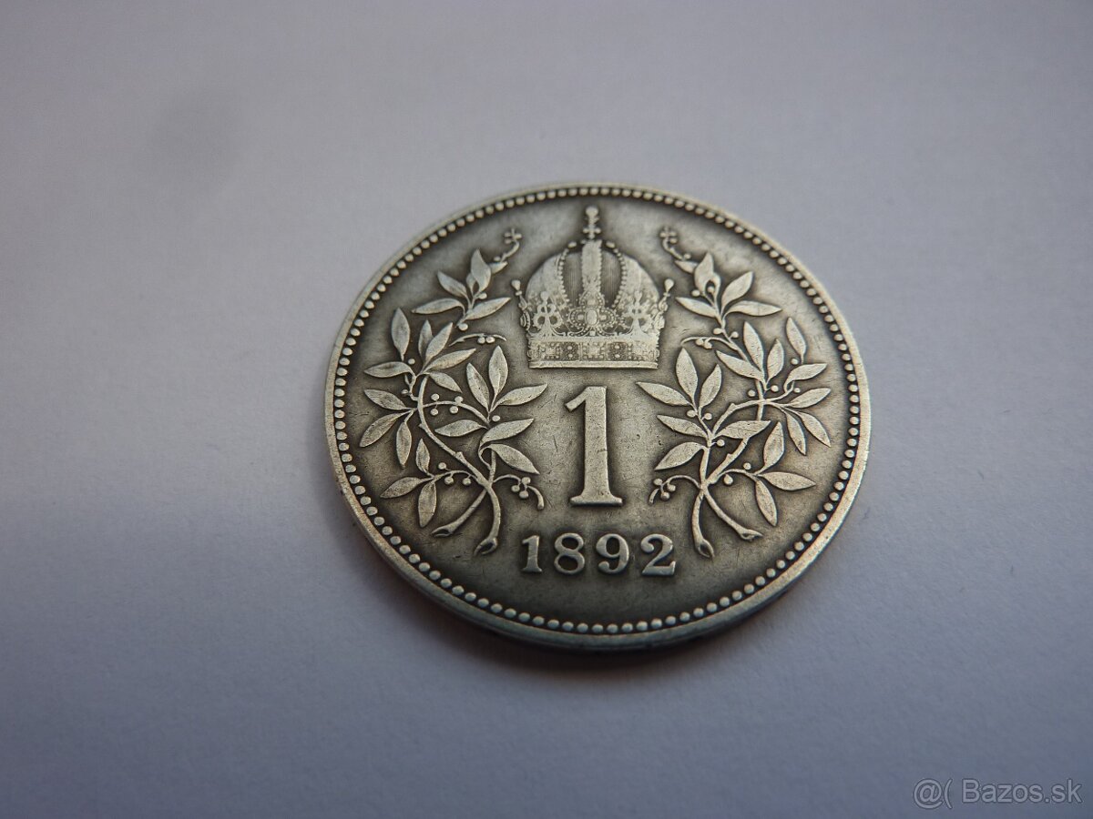 R-U vzácna 1 koruna 1892 bz vo veľmi peknom stave - 2
