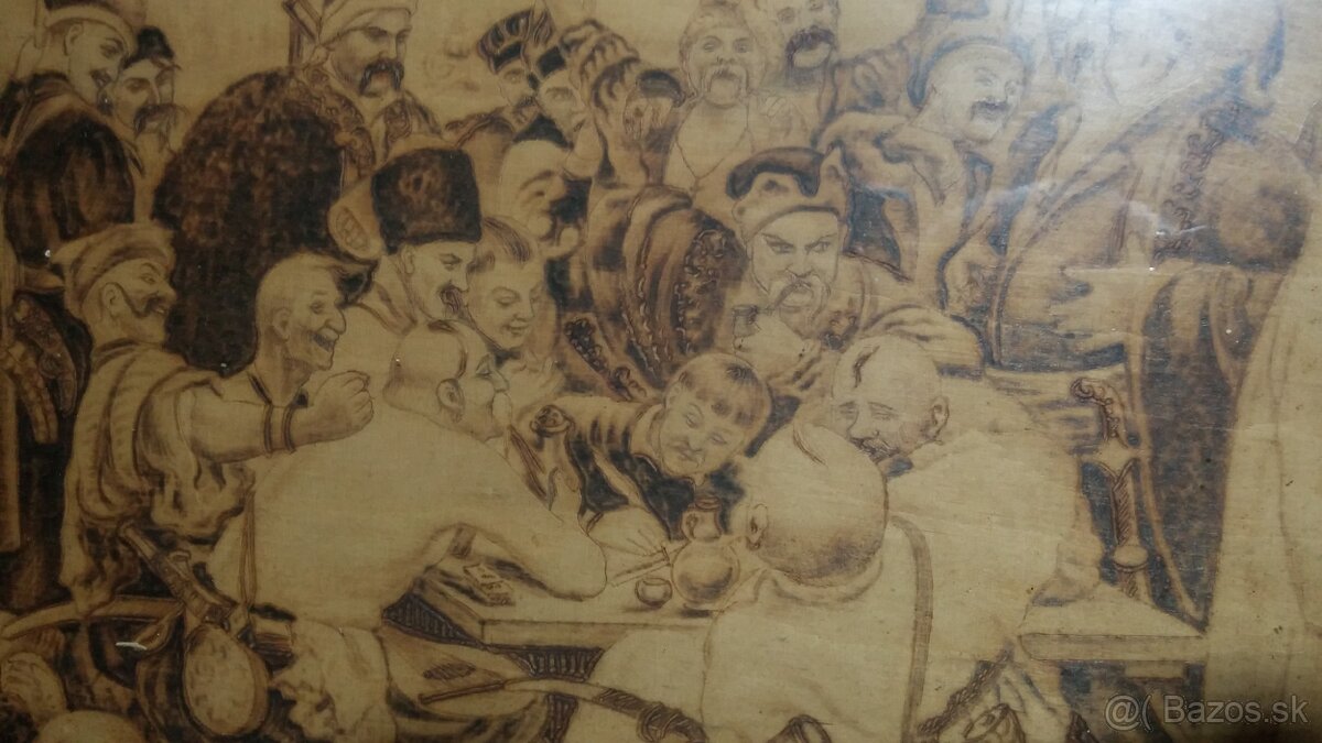 Starý vypaľovaný obraz (pyrografia) - 2