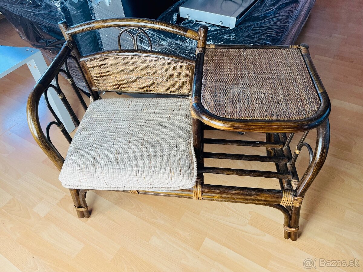 Ratanové kreslo so stolíkom – retro štýl - 2