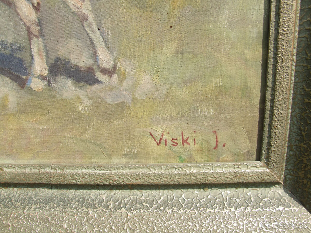 obraz olej na platne Viski Janos, BÝKY - 2