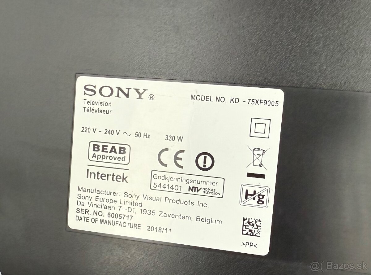 Sony 190,5 cm (KD-75XF9005) - 2