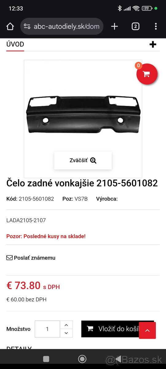 Predám nové zadné čelo Lada 2105 - 2