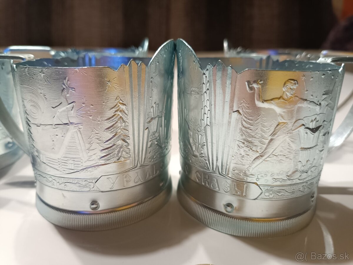 Podstakanniki – držiaky na čajové poháre (ZSSR), sada 6 ks - 2