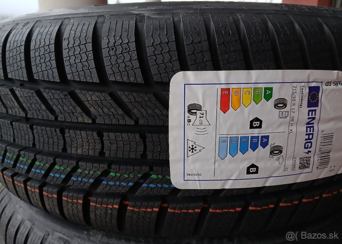 Predám nové zimné pneumatiky CONTINENTAL 215/55 R17 98V XL. - 2