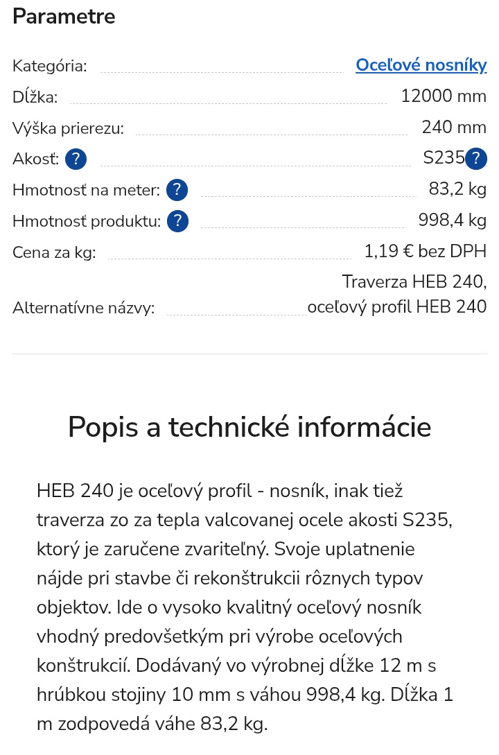 Oceľový nosník HEB 240 - 2