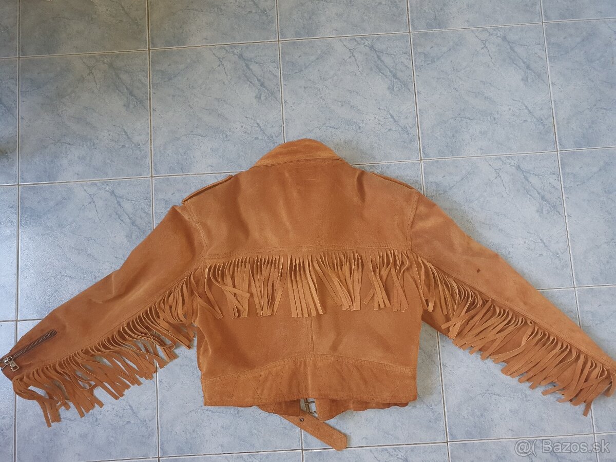 Kožená bunda so strapcami - 2