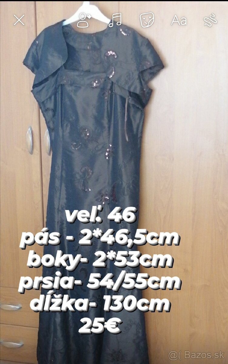Spoločenské tmavohnedé šaty 46 - 2