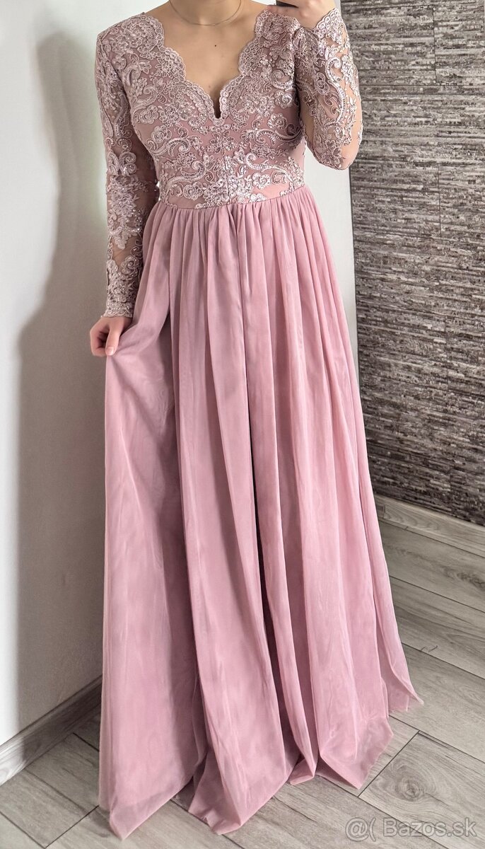 Ružové spoločenské šaty 36/S - 2