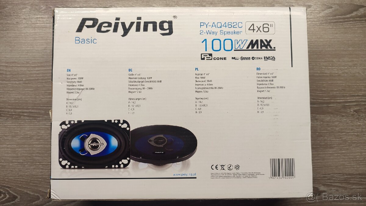 Predám nové reproduktory Peiying 100W 4 Ohm - 2