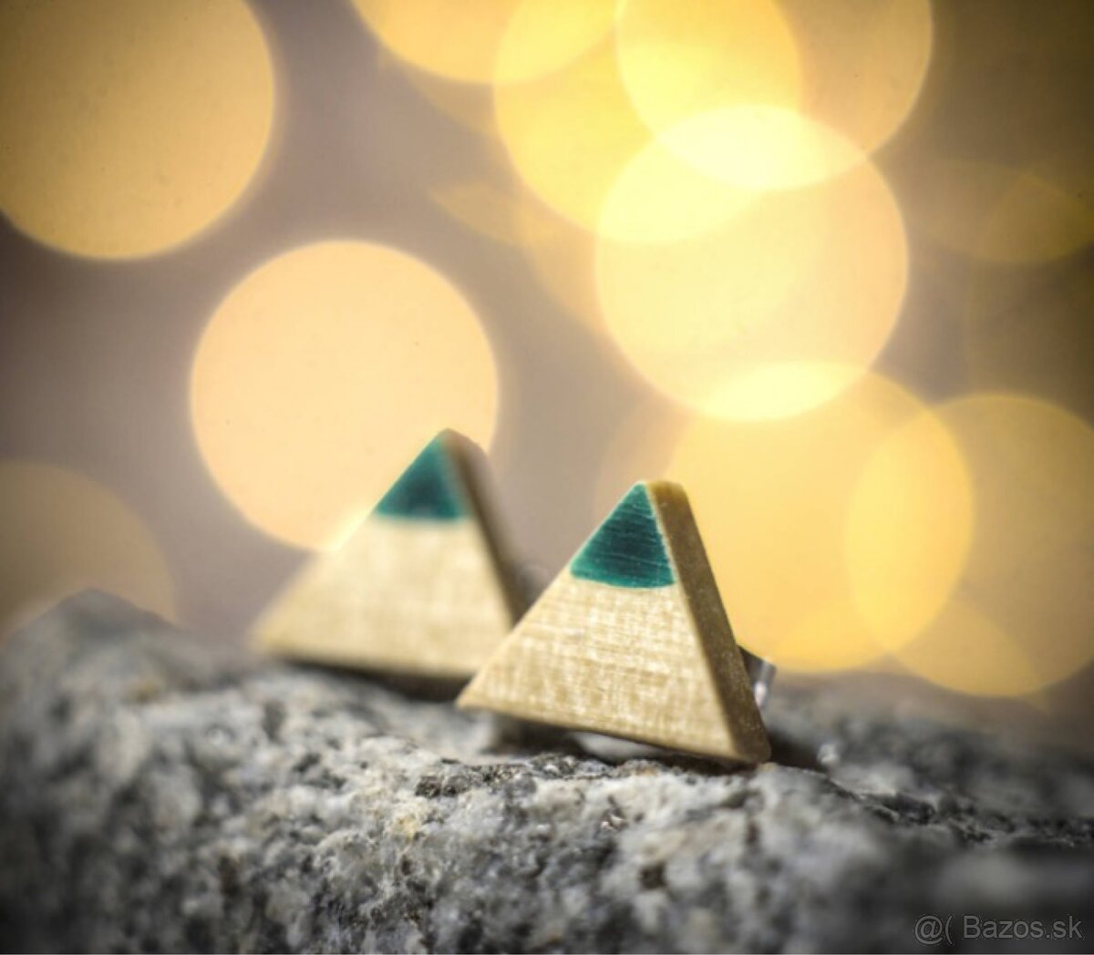 Krásne drevené home made náušnice - 2