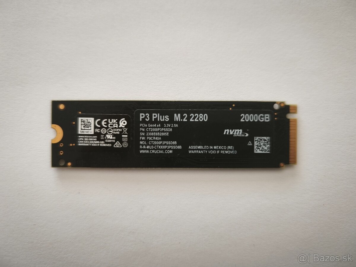 Crucial P3 Plus 2TB, M.2 2280, NVMe (nepoužité) - 2