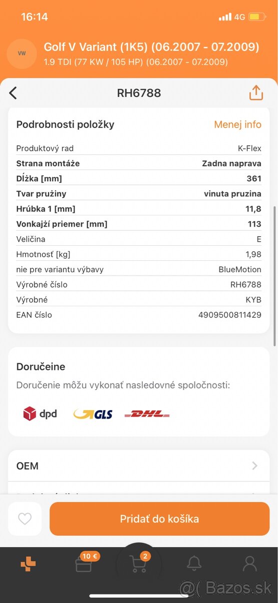 Predam zadne pružiny RH6788 - 2