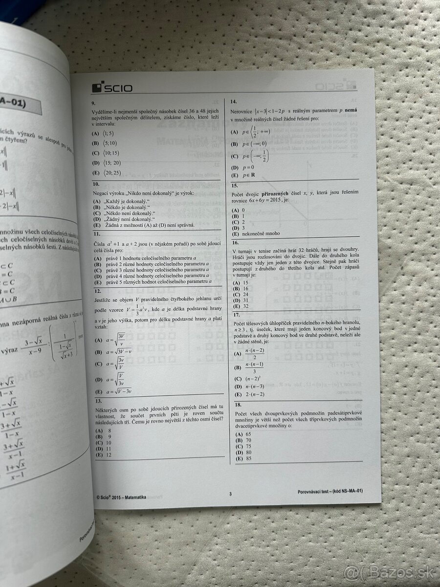Predám SCIO testy – Matematika 2015/2016 - 2