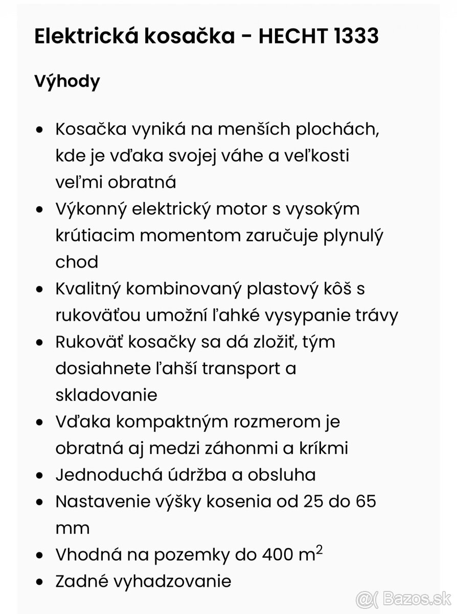 Nova elektricka kosacka HECHT 1333 - 2