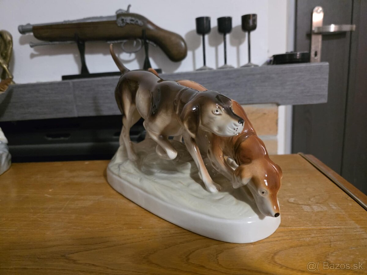 Royal Dux soška psy - 2