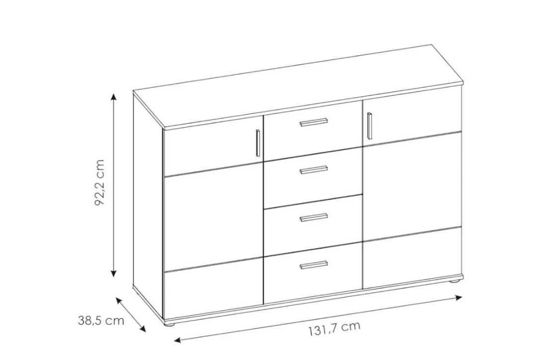 Komoda 2D4S Dub Craft Biely - 2