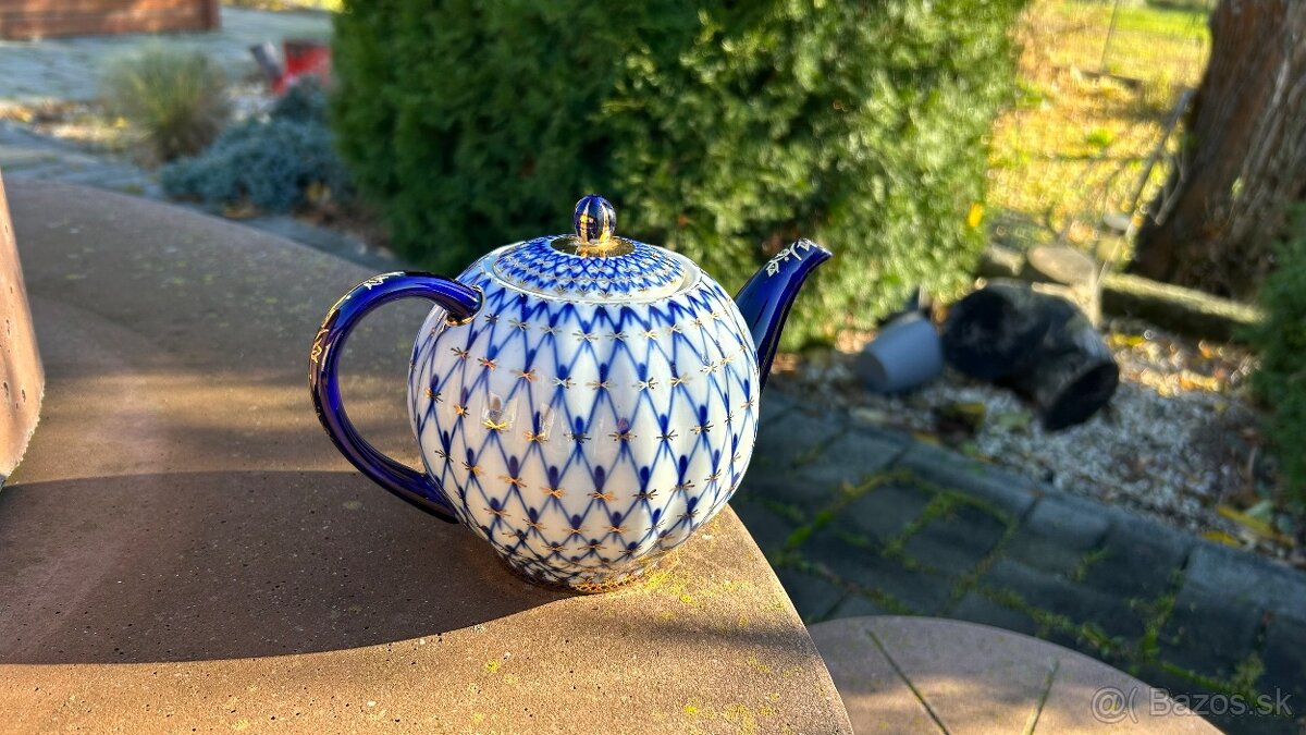 🫖 Porcelánový čajový servis Lomonosov – Cobalt Net (Made in - 2