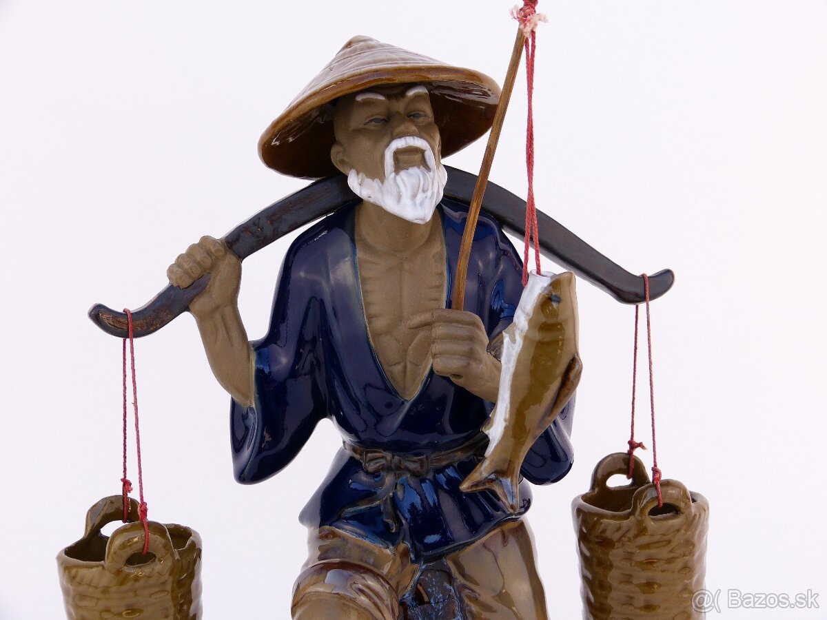 Japonská Keramická Figúrka - Rybár - 2