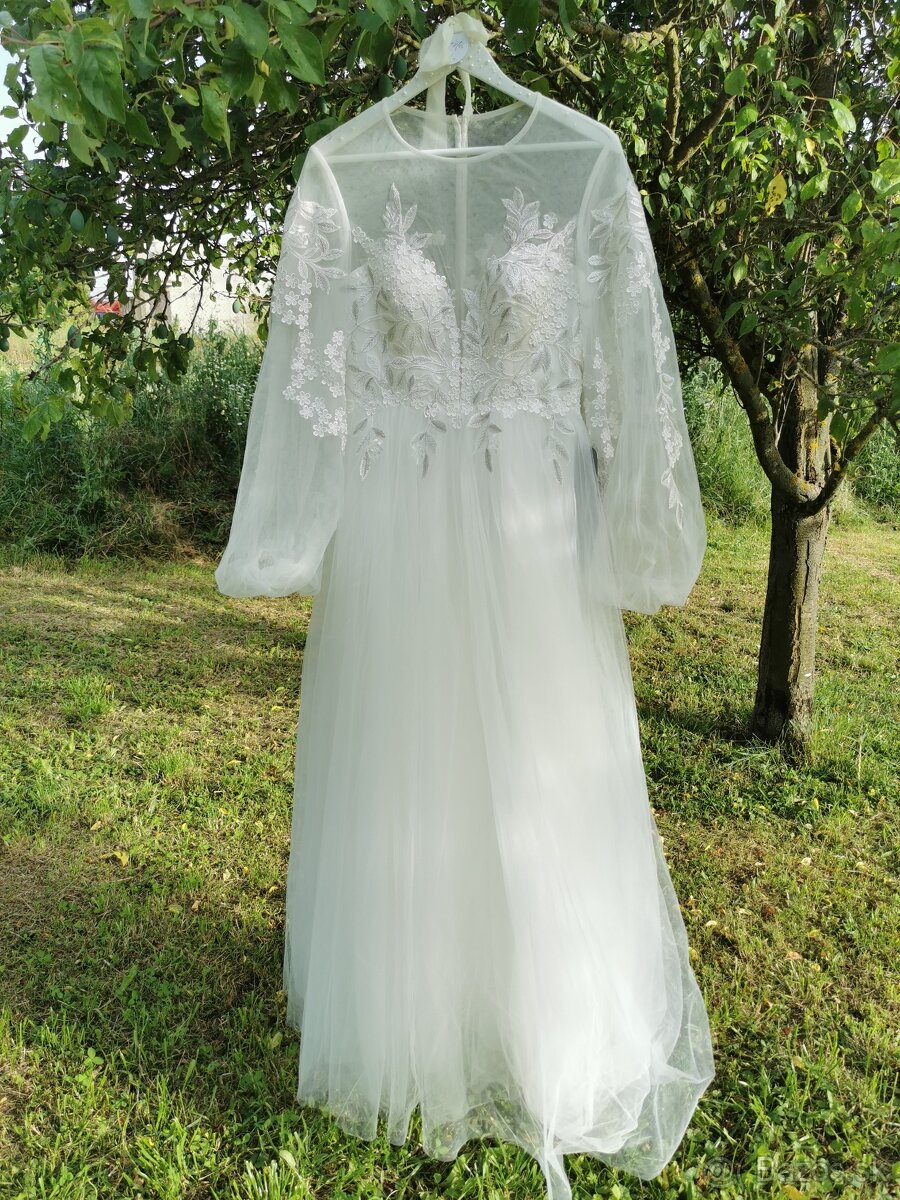 Svadobne saty - ASOS boho, nove - puff rukavy , M - 2