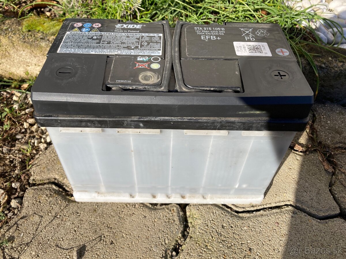 Predám autobatériu 70Ah, 12V - 2