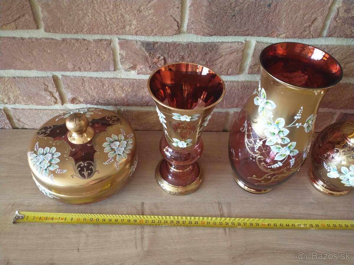 borské sklo, hutné sklo, zlatá zuzana ružová - 2