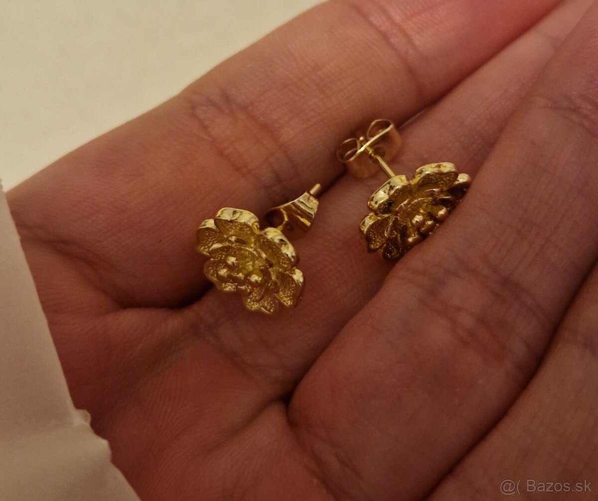 Náušnice Petra Toth zlaté kvietky nové nenosené - 2