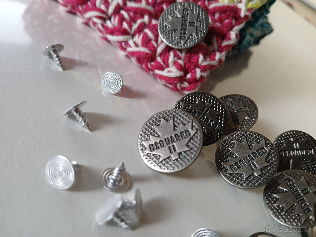 Nové kovové rifľové gombíky logo DSQUARED 10 ks - 2