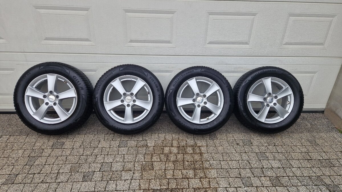 Celoročné alu 215/60 R16, 5x112, 6,5J, ET 41, - 2