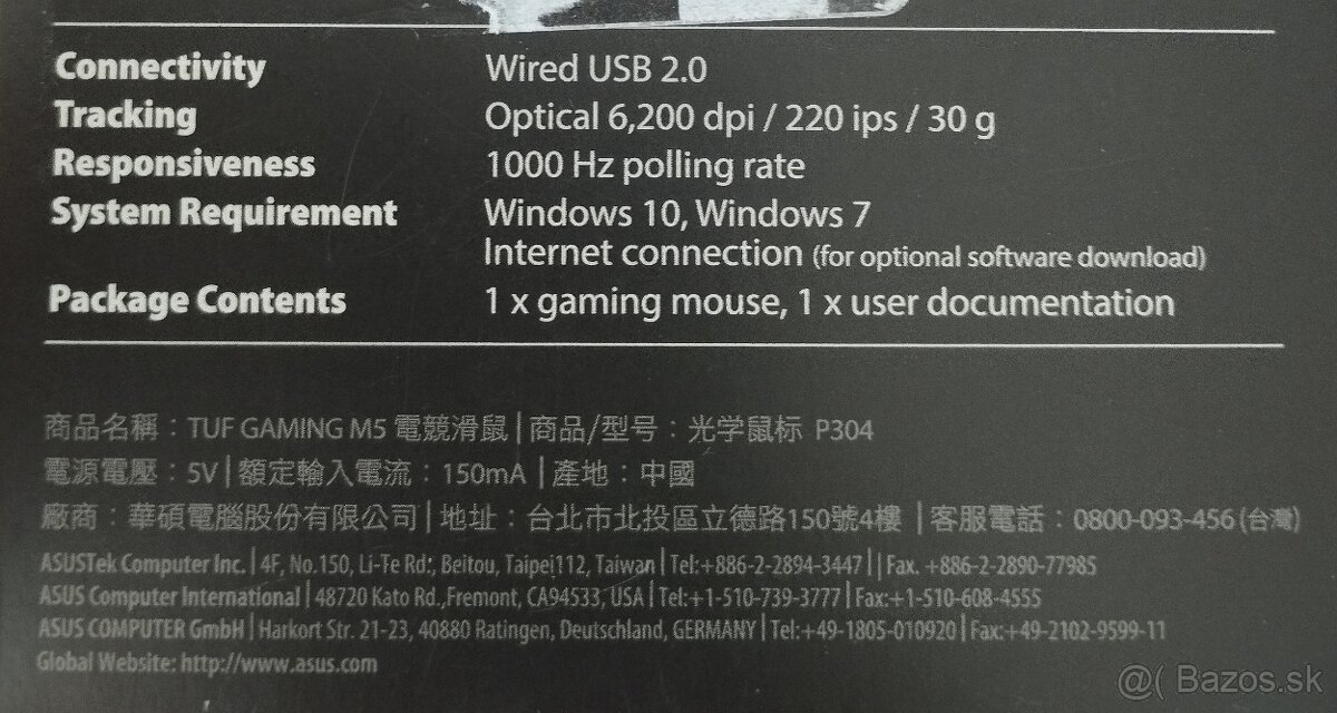 Predám novú hernú myš Asus Tuf Gaming M5. - 2