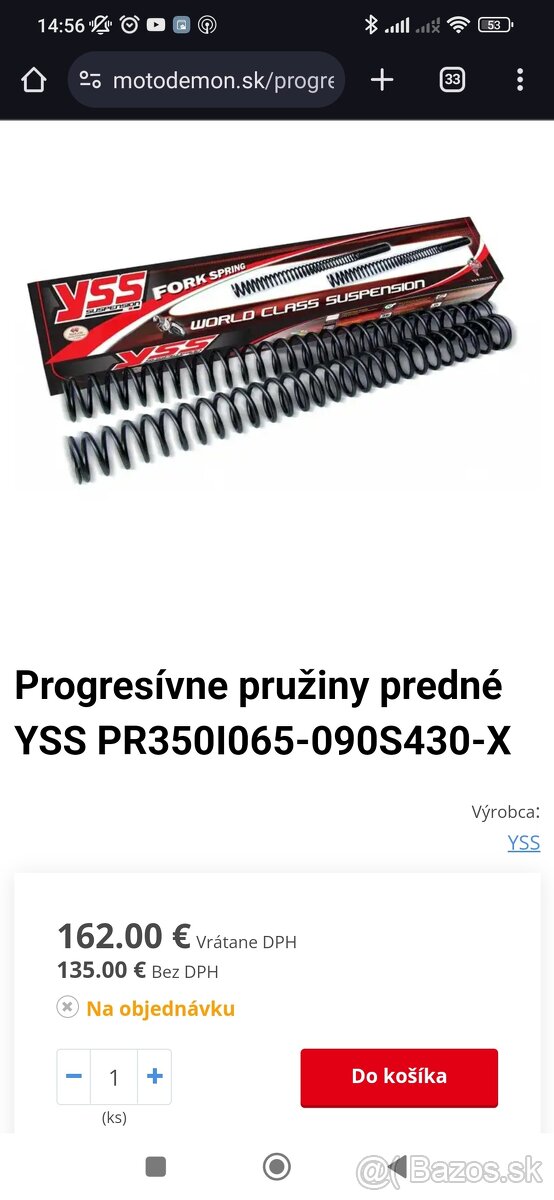Progresívne pružiny Yamaha TDM - 2