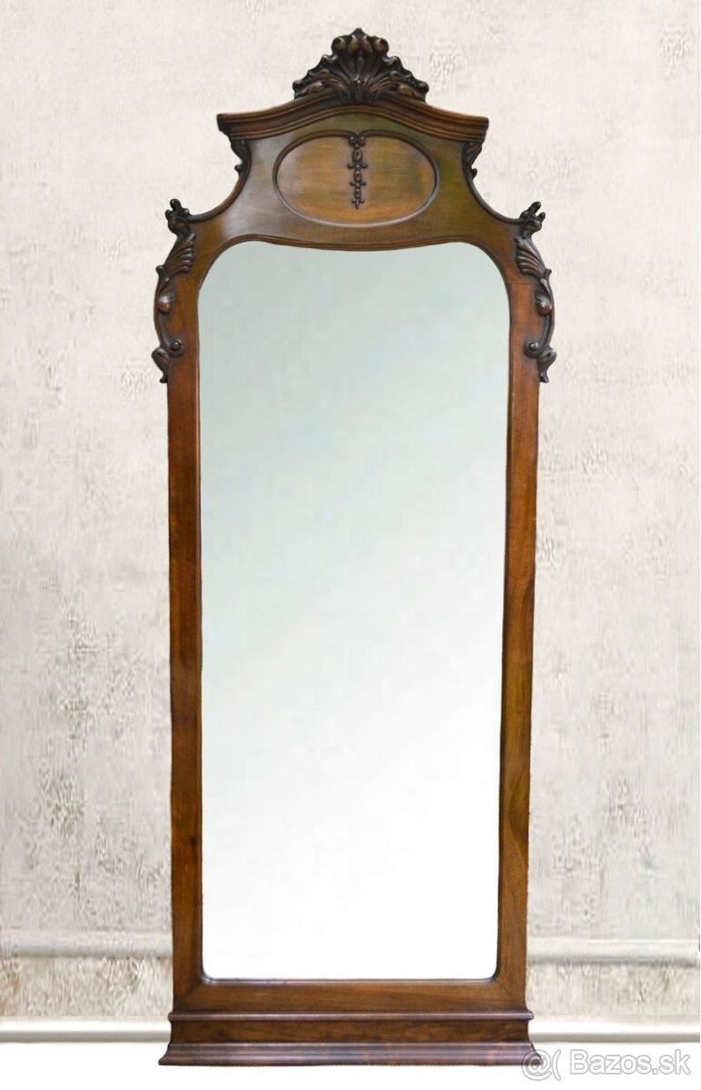 Veľké vyrezávané zrkadlo z orechového dreva - 2