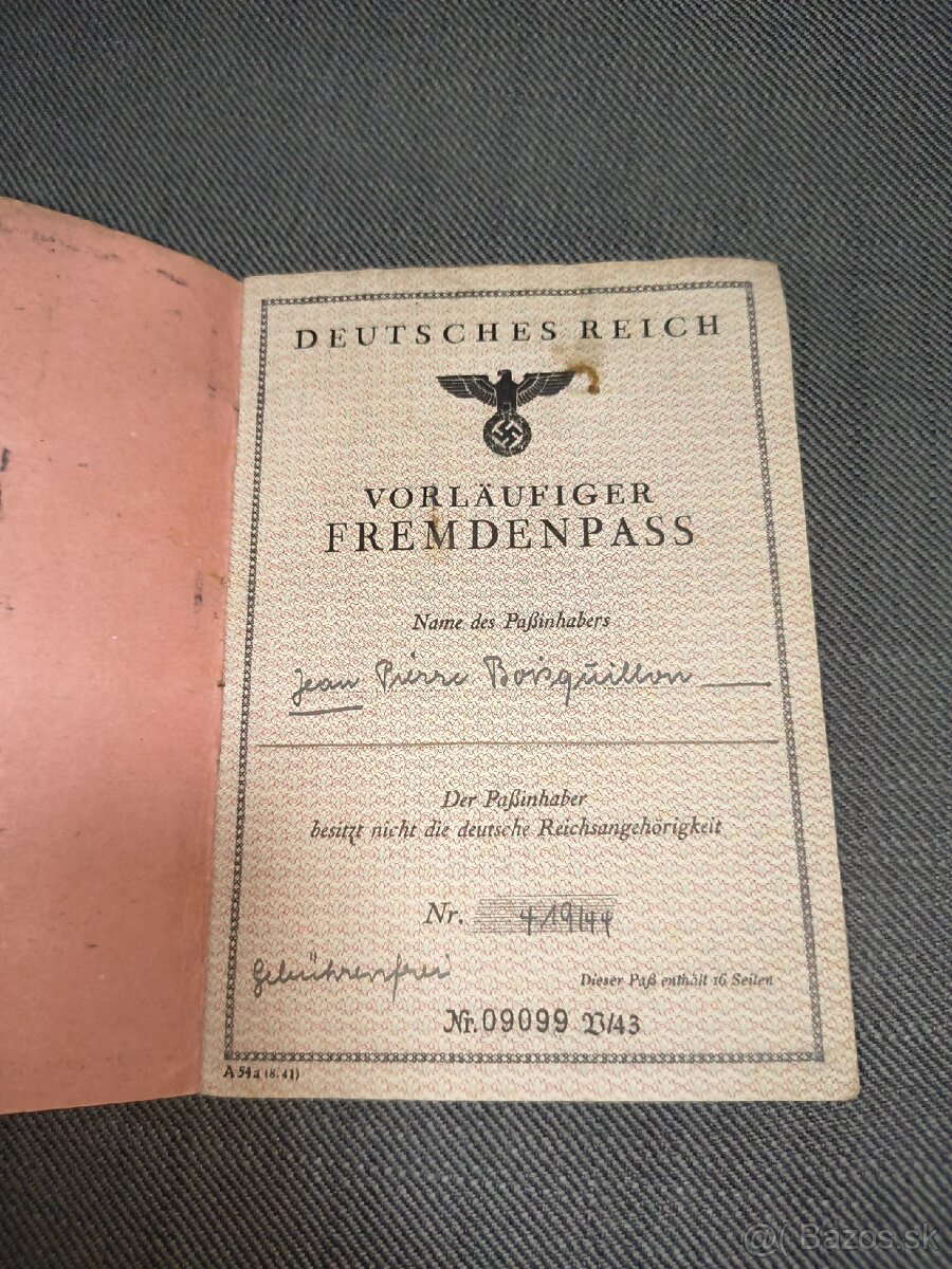 Dočasný cestovný pas Nemecko ww2 - 2