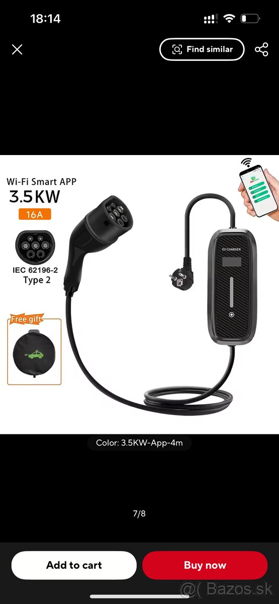 Nabijacka elektromobil 16A 3,6kw Wifi - 2
