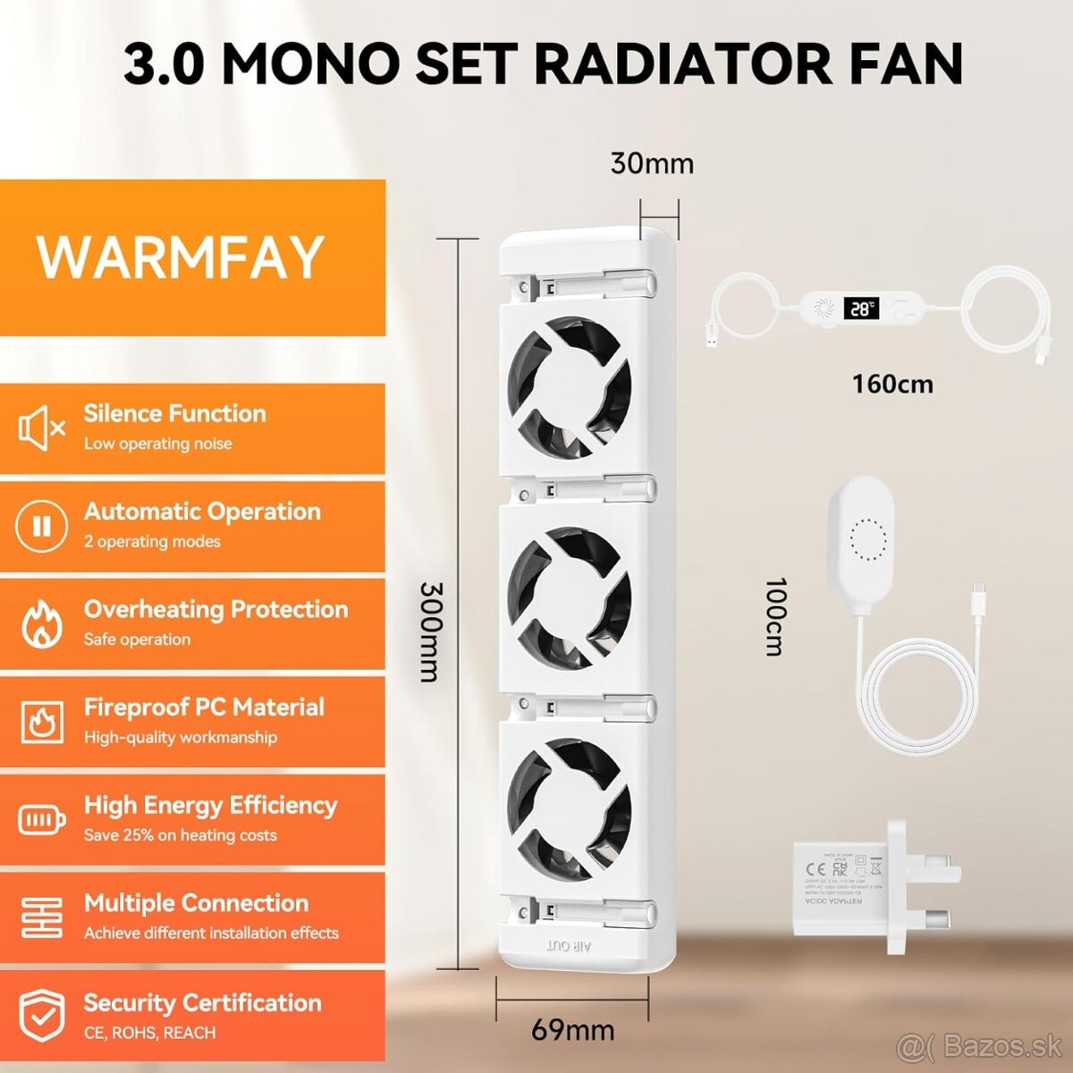Inteligentný radiátorový ventilátor s termostatom - 2