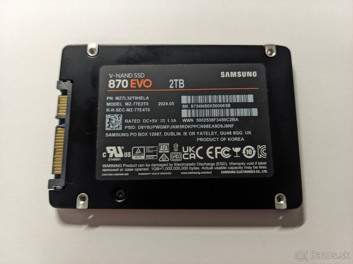 Samsung 870 EVO 2TB, 2,5", SATA III - 2