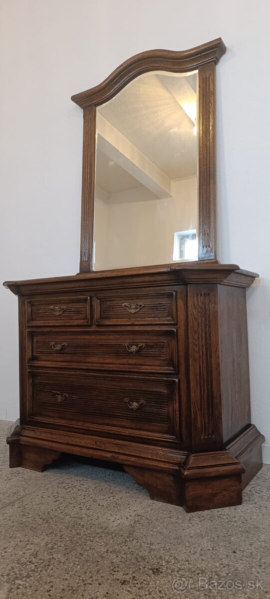 Starožitná komoda + zrcadlo, nábytek z masívu - 2