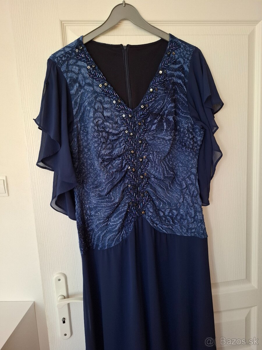 Šaty spoločenské modré 48 - 50 - 2
