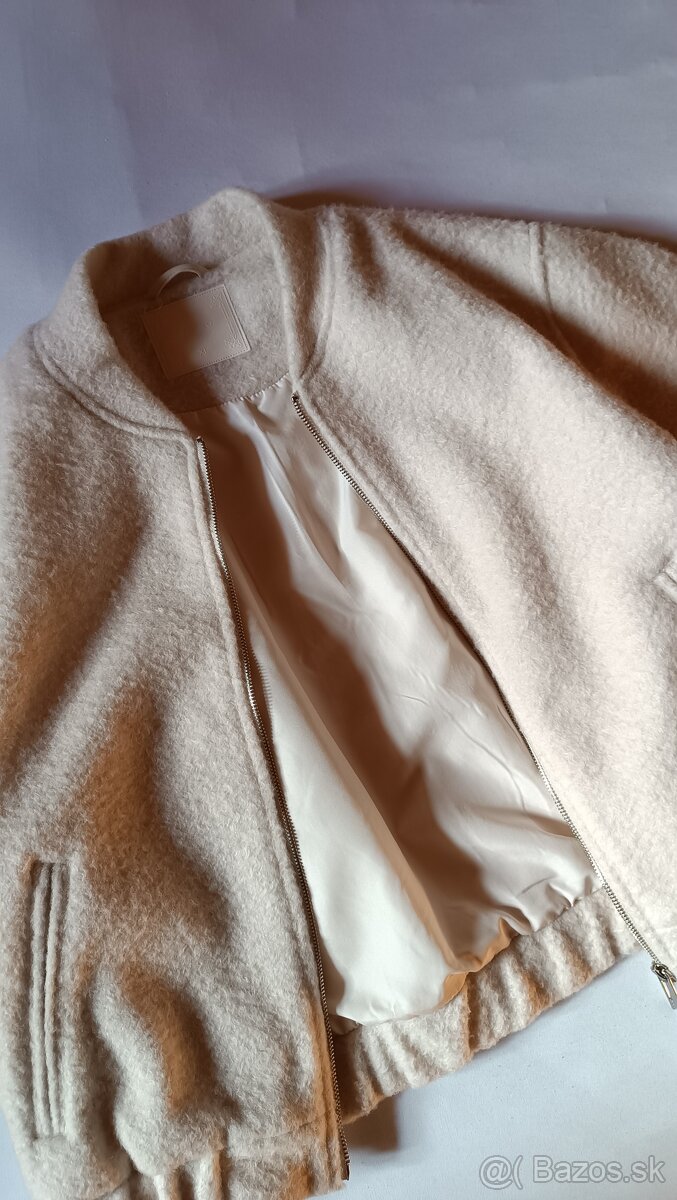 Bomber biela huňatá bunda - 2
