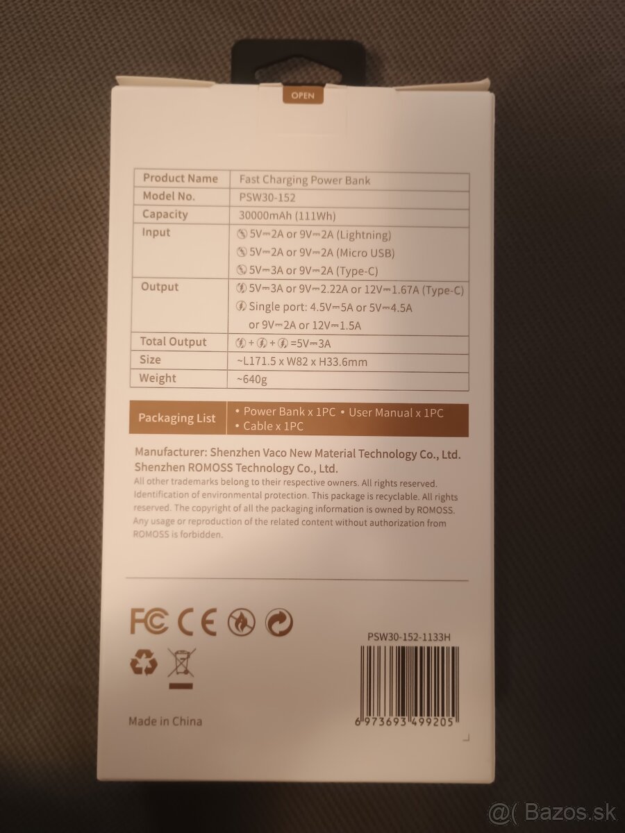Romoss externá nabíjačka 30 000 mAh - 2