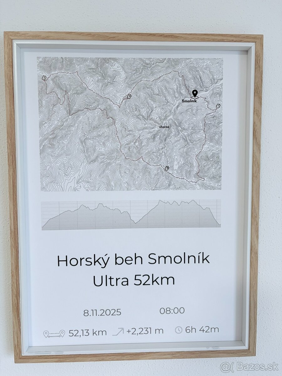 Originálny darček pre bežcov - obraz z GPS mapy - 2