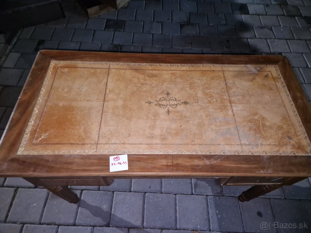 15 - Predám štýlový písací stôl s koženou pracovnou doskou - 2